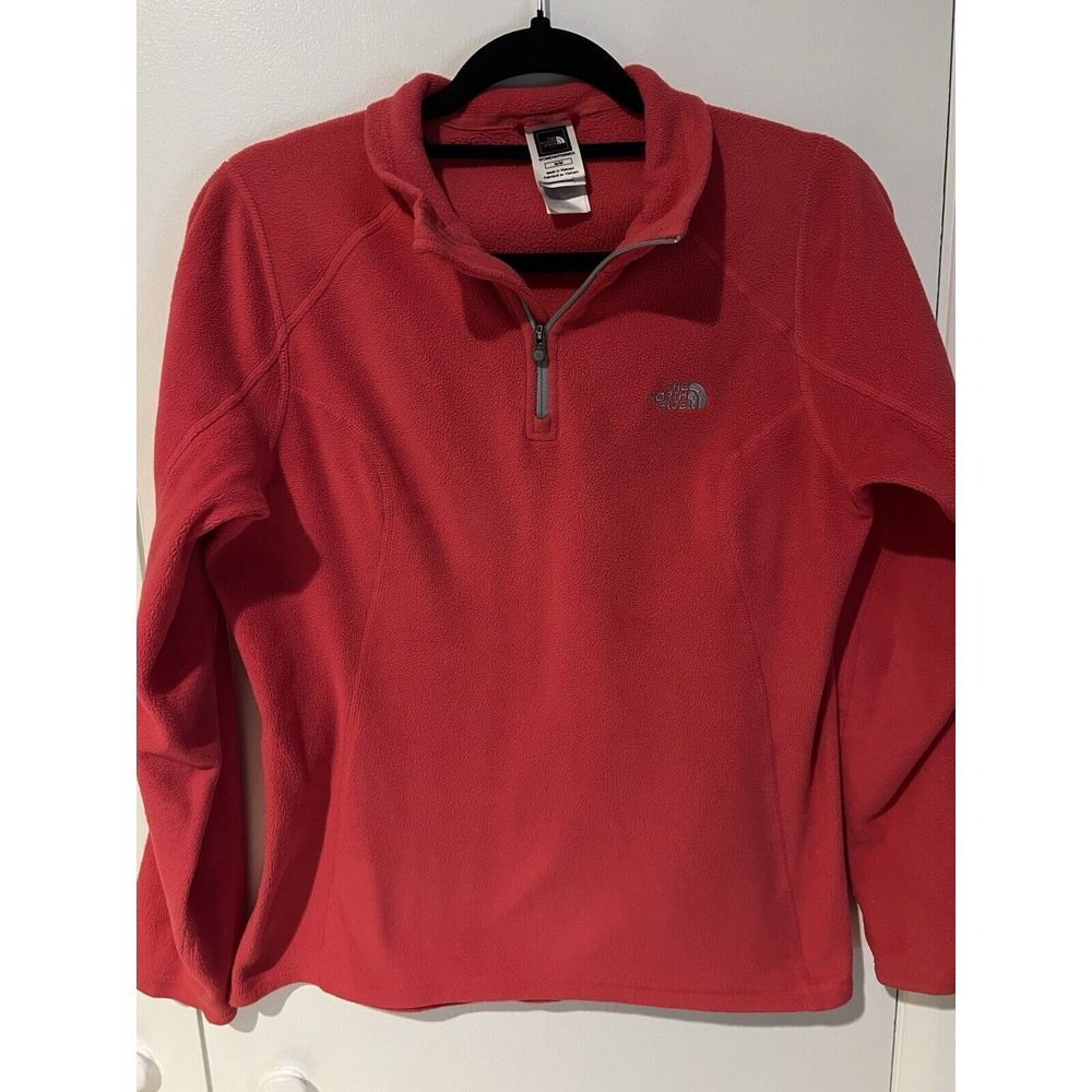 The North Face Coral Pink Peach 1/4 Zip Fleece Pullover LS Top‎ Womens Medium